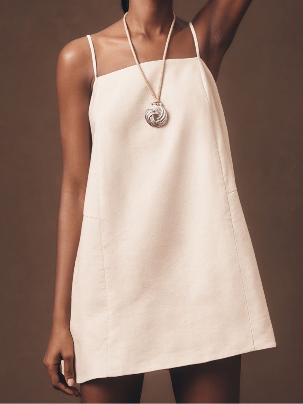 Mare Mare Square-Neck Linen A-Line Mini Dress